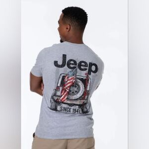 Jeep Men's Gray Graphic‎ Tee with Flag Design